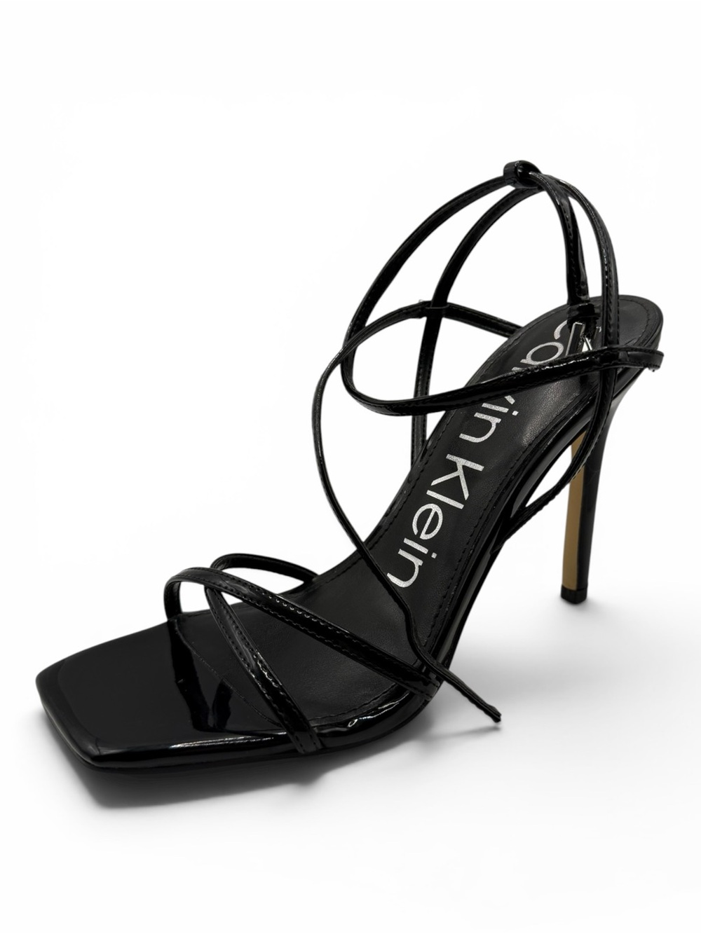 Calvin Klein Black Patent Strappy High Heel Sandal